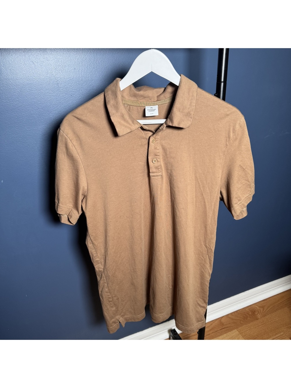 Reigning Champ Men’s Slim Fit Polo Shirt Medium Brown 100% Cotton Made in Canada